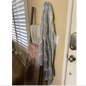 Ann Taylor Sea Blue and White Stripped Scarf
